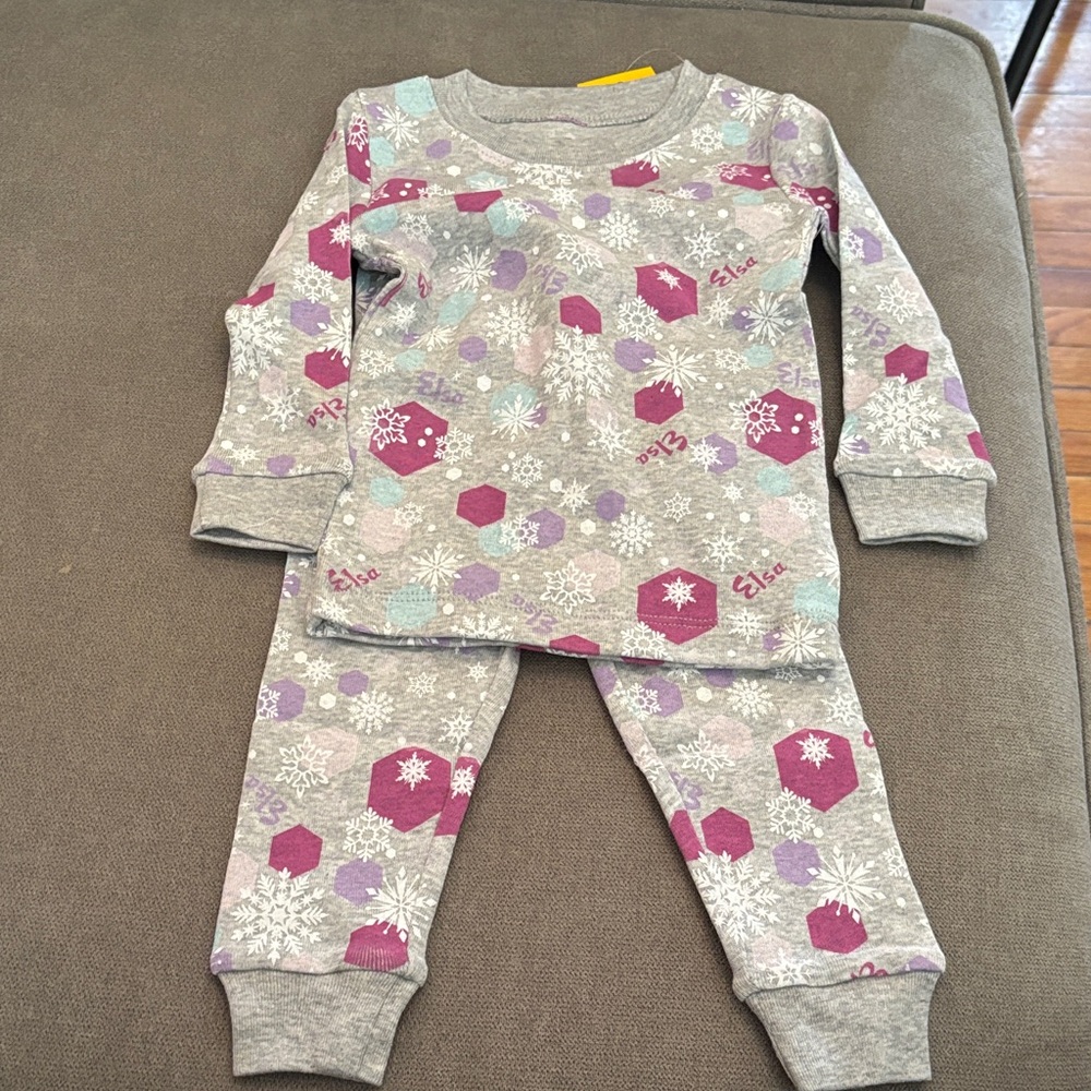 Disney-Amazon Essentials  Pink and Gray Elsa 3 piece Pajama Set - Picture 5 of 6